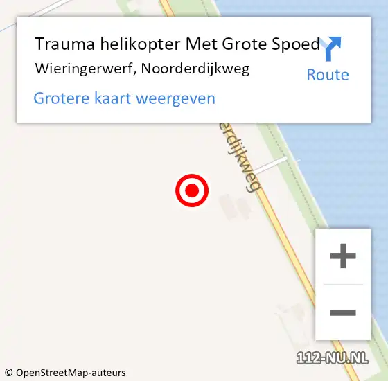 Locatie op kaart van de 112 melding: Trauma helikopter Met Grote Spoed Naar Wieringerwerf, Noorderdijkweg op 27 oktober 2021 09:06