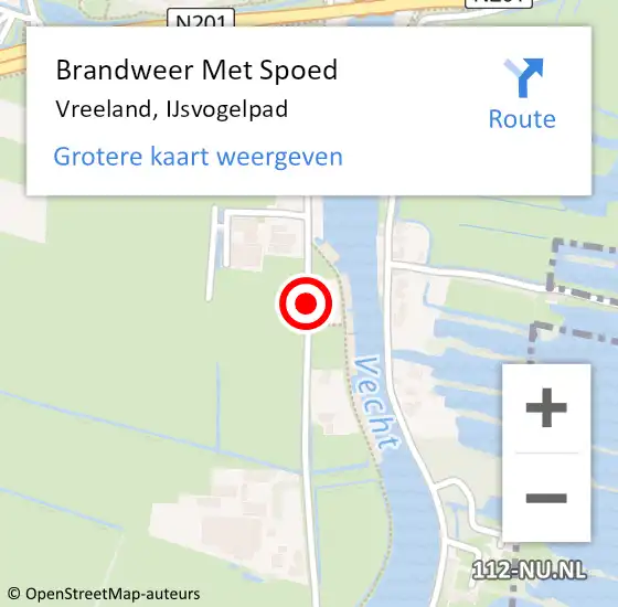 Locatie op kaart van de 112 melding: Brandweer Met Spoed Naar Vreeland, IJsvogelpad op 27 oktober 2021 09:07