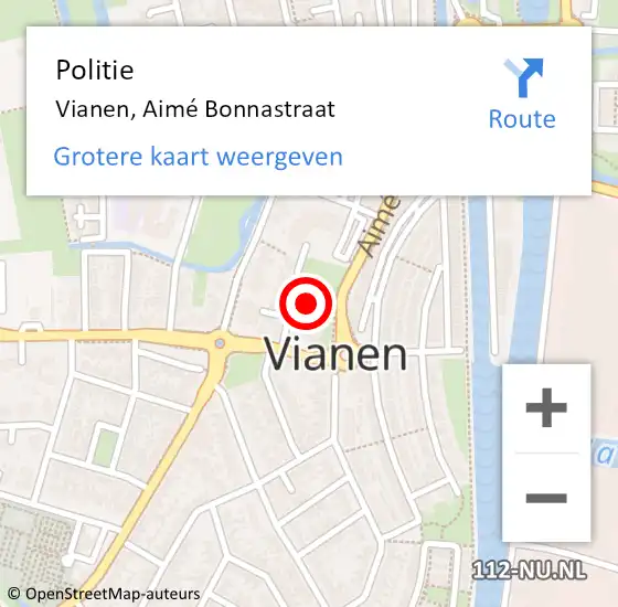 Locatie op kaart van de 112 melding: Politie Vianen, Aimé Bonnastraat op 27 oktober 2021 09:47