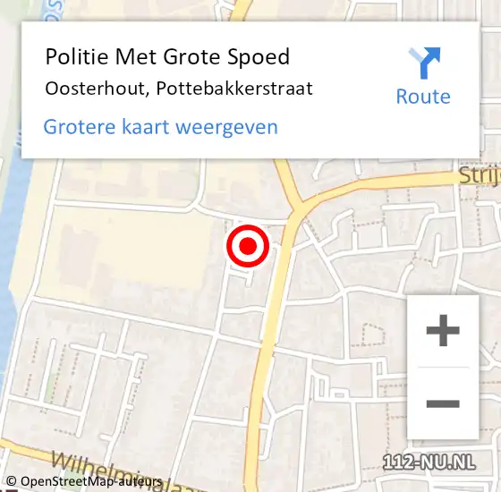 Locatie op kaart van de 112 melding: Politie Met Grote Spoed Naar Oosterhout, Pottebakkerstraat op 27 oktober 2021 09:54