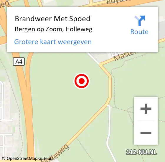 Locatie op kaart van de 112 melding: Brandweer Met Spoed Naar Bergen op Zoom, Holleweg op 27 oktober 2021 10:00
