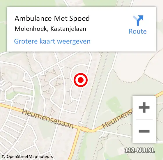 Locatie op kaart van de 112 melding: Ambulance Met Spoed Naar Molenhoek, Kastanjelaan op 27 oktober 2021 10:12