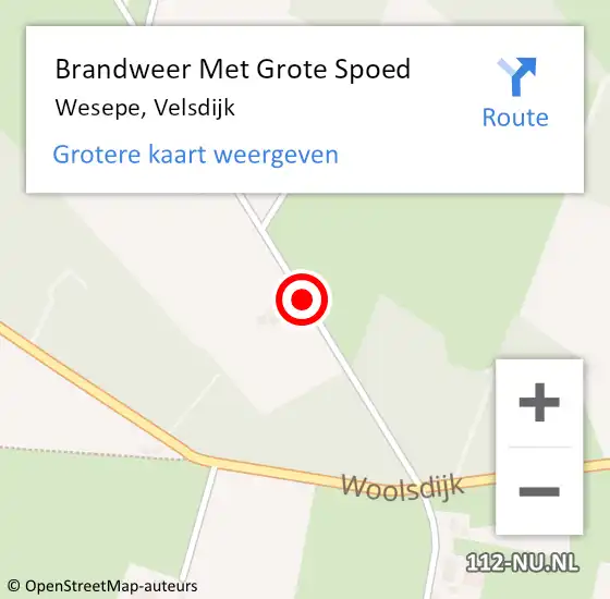 Locatie op kaart van de 112 melding: Brandweer Met Grote Spoed Naar Wesepe, Velsdijk op 27 juni 2014 11:20