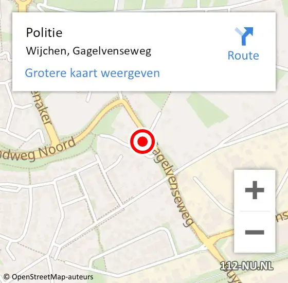 Locatie op kaart van de 112 melding: Politie Wijchen, Gagelvenseweg op 27 oktober 2021 10:26