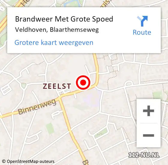 Locatie op kaart van de 112 melding: Brandweer Met Grote Spoed Naar Veldhoven, Blaarthemseweg op 27 oktober 2021 10:47