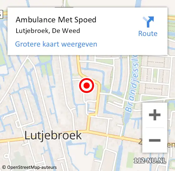 Locatie op kaart van de 112 melding: Ambulance Met Spoed Naar Lutjebroek, De Weed op 27 oktober 2021 10:48