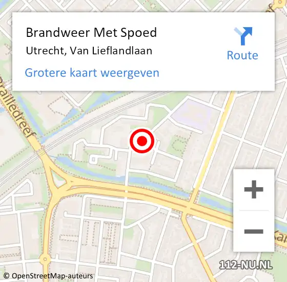 Locatie op kaart van de 112 melding: Brandweer Met Spoed Naar Utrecht, Van Lieflandlaan op 27 oktober 2021 10:54