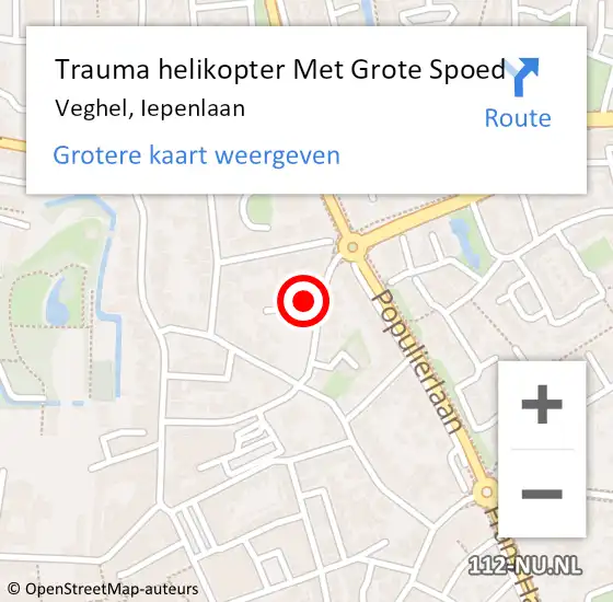 Locatie op kaart van de 112 melding: Trauma helikopter Met Grote Spoed Naar Veghel, Iepenlaan op 27 oktober 2021 11:21