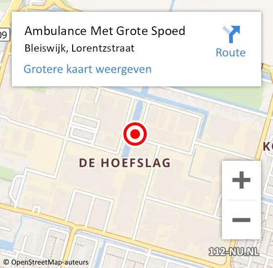 Locatie op kaart van de 112 melding: Ambulance Met Grote Spoed Naar Bleiswijk, Lorentzstraat op 27 oktober 2021 11:30