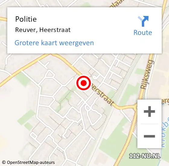 Locatie op kaart van de 112 melding: Politie Reuver, Heerstraat op 27 oktober 2021 11:35