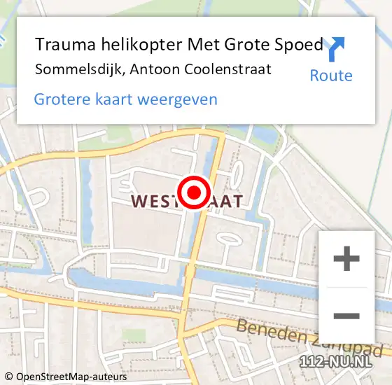 Locatie op kaart van de 112 melding: Trauma helikopter Met Grote Spoed Naar Sommelsdijk, Antoon Coolenstraat op 27 oktober 2021 11:40