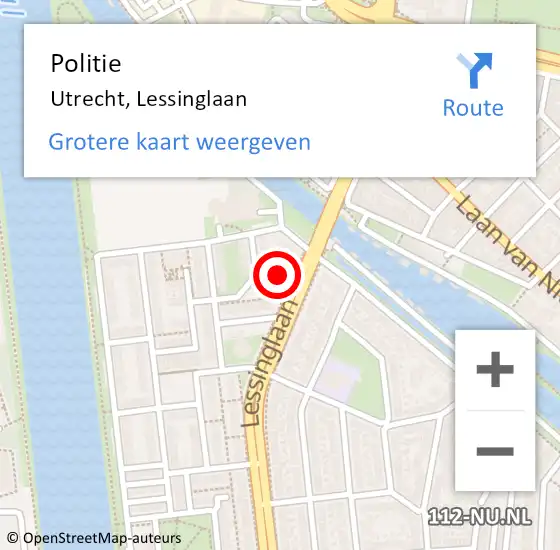 Locatie op kaart van de 112 melding: Politie Utrecht, Lessinglaan op 27 oktober 2021 12:03