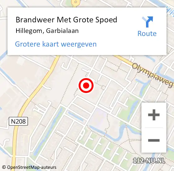 Locatie op kaart van de 112 melding: Brandweer Met Grote Spoed Naar Hillegom, Garbialaan op 27 oktober 2021 12:05