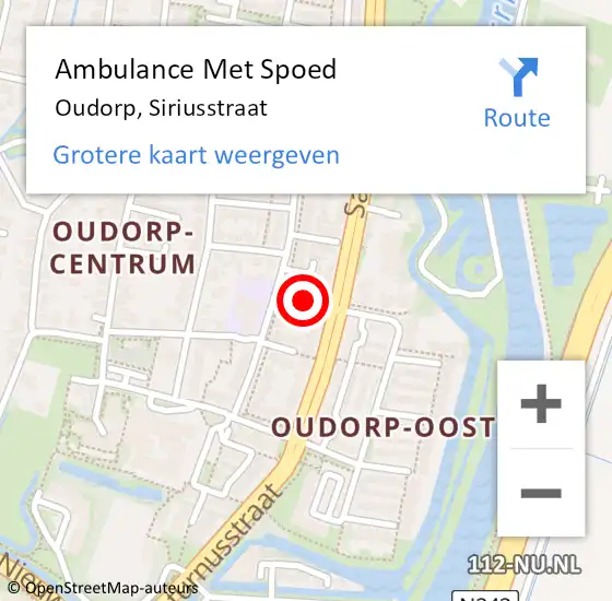 Locatie op kaart van de 112 melding: Ambulance Met Spoed Naar Oudorp, Siriusstraat op 27 oktober 2021 12:16