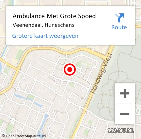 Locatie op kaart van de 112 melding: Ambulance Met Grote Spoed Naar Veenendaal, Huneschans op 27 oktober 2021 12:18