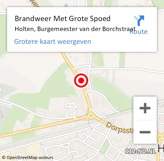 Locatie op kaart van de 112 melding: Brandweer Met Grote Spoed Naar Holten, Burgemeester van der Borchstraat op 27 oktober 2021 12:19