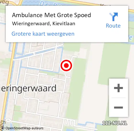 Locatie op kaart van de 112 melding: Ambulance Met Grote Spoed Naar Wieringerwaard, Kievitlaan op 27 oktober 2021 12:19