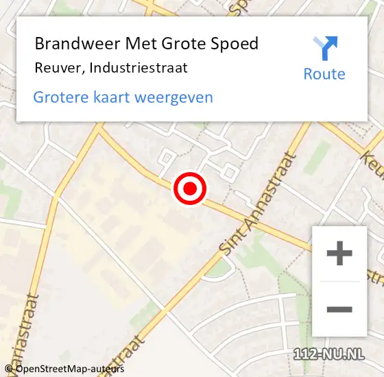 Locatie op kaart van de 112 melding: Brandweer Met Grote Spoed Naar Reuver, Industriestraat op 27 oktober 2021 12:24