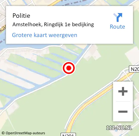 Locatie op kaart van de 112 melding: Politie Amstelhoek, Ringdijk 1e bedijking op 27 oktober 2021 12:26