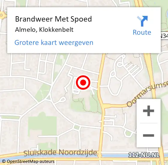 Locatie op kaart van de 112 melding: Brandweer Met Spoed Naar Almelo, Klokkenbelt op 27 oktober 2021 12:29