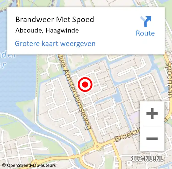 Locatie op kaart van de 112 melding: Brandweer Met Spoed Naar Abcoude, Haagwinde op 27 oktober 2021 12:38