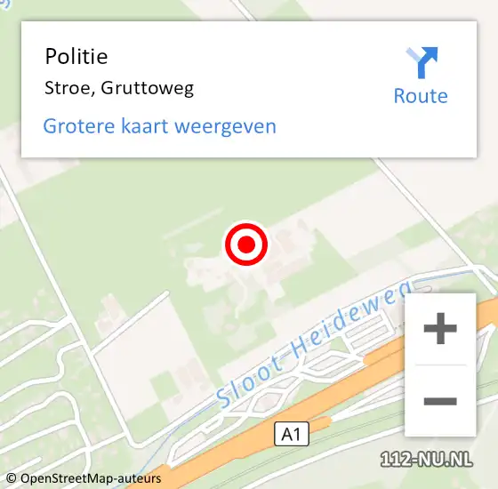 Locatie op kaart van de 112 melding: Politie Stroe, Gruttoweg op 27 oktober 2021 12:38