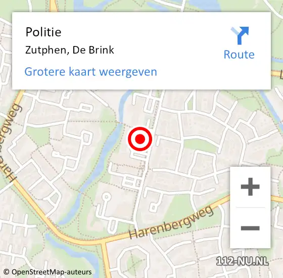 Locatie op kaart van de 112 melding: Politie Zutphen, De Brink op 27 oktober 2021 12:45