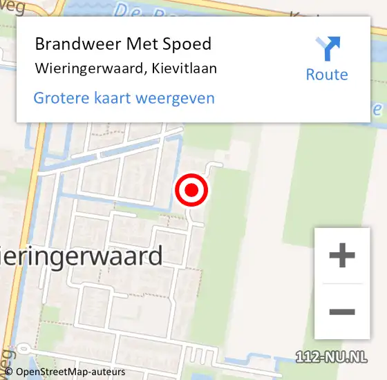 Locatie op kaart van de 112 melding: Brandweer Met Spoed Naar Wieringerwaard, Kievitlaan op 27 oktober 2021 12:45