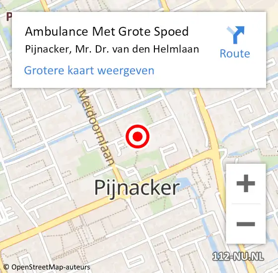 Locatie op kaart van de 112 melding: Ambulance Met Grote Spoed Naar Pijnacker, Mr. Dr. van den Helmlaan op 27 oktober 2021 12:48
