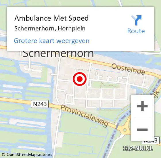 Locatie op kaart van de 112 melding: Ambulance Met Spoed Naar Schermerhorn, Hornplein op 27 oktober 2021 13:02