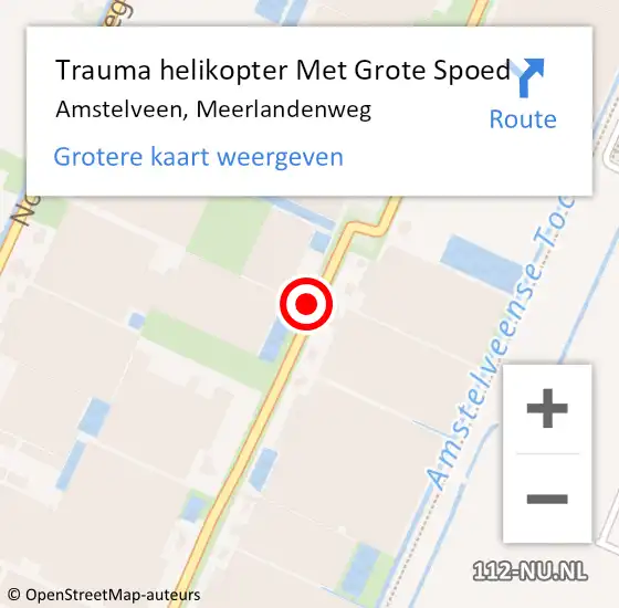 Locatie op kaart van de 112 melding: Trauma helikopter Met Grote Spoed Naar Amstelveen, Meerlandenweg op 27 oktober 2021 13:17