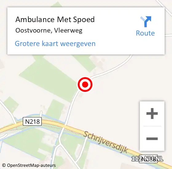 Locatie op kaart van de 112 melding: Ambulance Met Spoed Naar Oostvoorne, Vleerweg op 27 oktober 2021 13:28