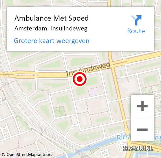 Locatie op kaart van de 112 melding: Ambulance Met Spoed Naar Amsterdam, Insulindeweg op 27 oktober 2021 13:41