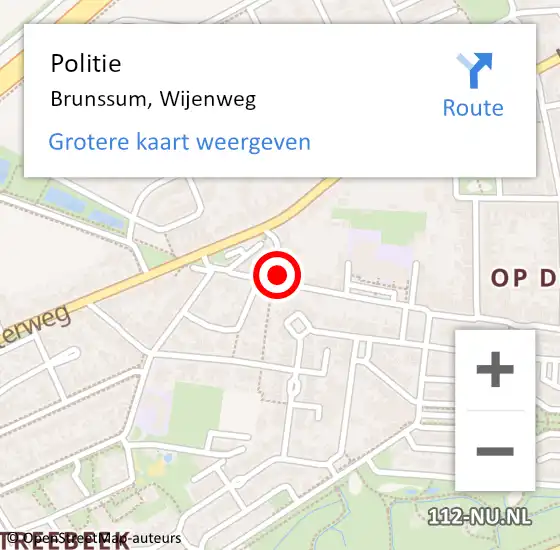 Locatie op kaart van de 112 melding: Politie Brunssum, Wijenweg op 27 oktober 2021 13:43