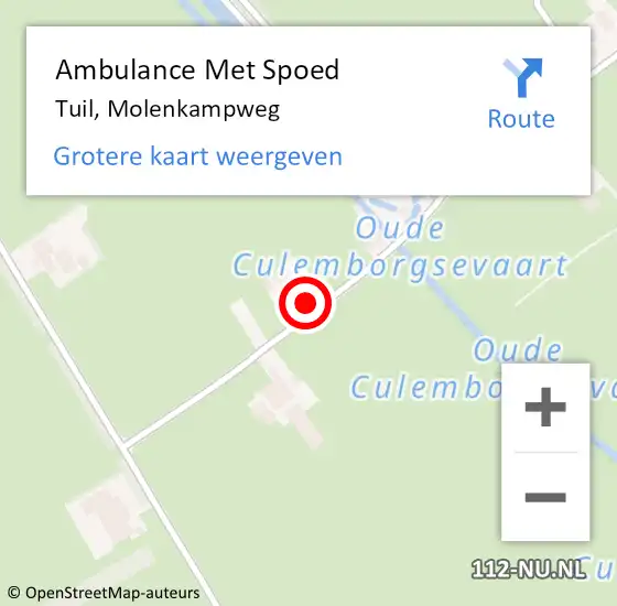 Locatie op kaart van de 112 melding: Ambulance Met Spoed Naar Tuil, Molenkampweg op 27 oktober 2021 13:47