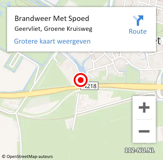 Locatie op kaart van de 112 melding: Brandweer Met Spoed Naar Geervliet, Groene Kruisweg op 27 oktober 2021 14:11