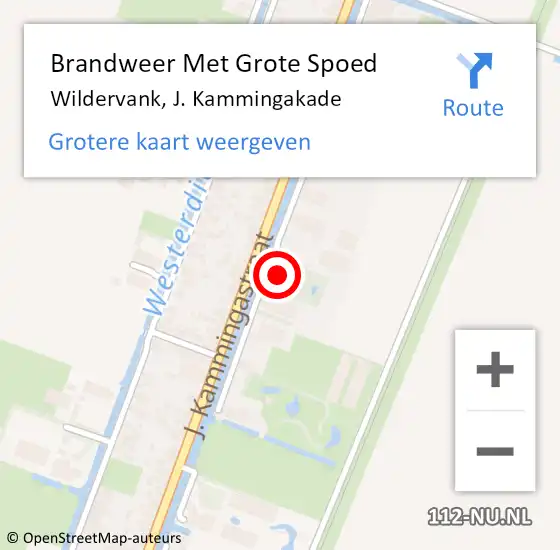 Locatie op kaart van de 112 melding: Brandweer Met Grote Spoed Naar Wildervank, J. Kammingakade op 27 oktober 2021 14:24