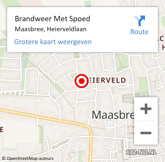 Locatie op kaart van de 112 melding: Brandweer Met Spoed Naar Maasbree, Heierveldlaan op 27 oktober 2021 14:32