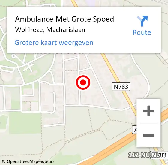 Locatie op kaart van de 112 melding: Ambulance Met Grote Spoed Naar Wolfheze, Macharislaan op 27 oktober 2021 14:38