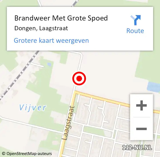 Locatie op kaart van de 112 melding: Brandweer Met Grote Spoed Naar Dongen, Laagstraat op 27 oktober 2021 15:01