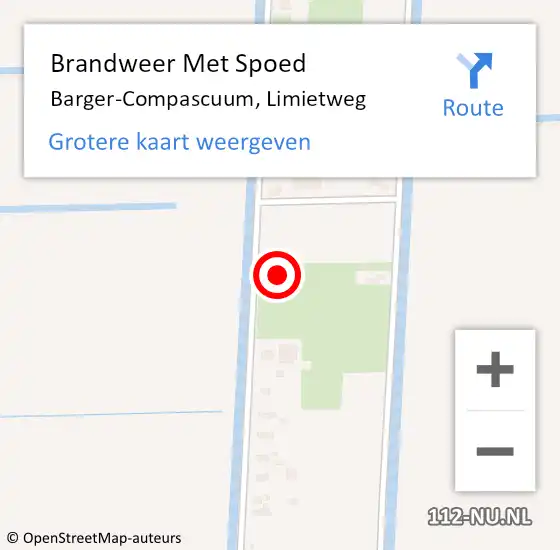 Locatie op kaart van de 112 melding: Brandweer Met Spoed Naar Barger-Compascuum, Limietweg op 27 oktober 2021 15:14
