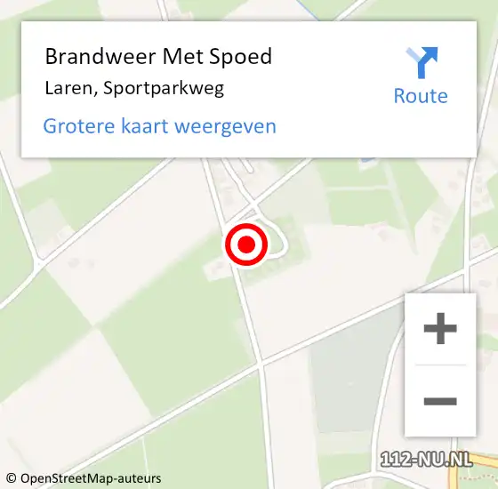 Locatie op kaart van de 112 melding: Brandweer Met Spoed Naar Laren, Sportparkweg op 27 oktober 2021 15:14