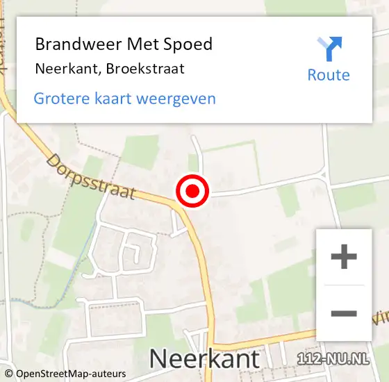 Locatie op kaart van de 112 melding: Brandweer Met Spoed Naar Neerkant, Broekstraat op 27 oktober 2021 15:35