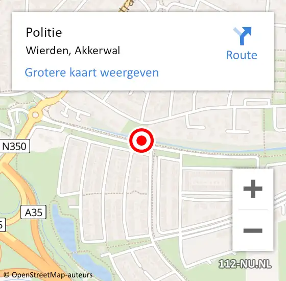 Locatie op kaart van de 112 melding: Politie Wierden, Akkerwal op 27 oktober 2021 15:43