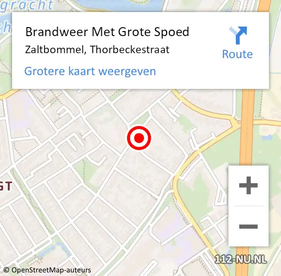 Locatie op kaart van de 112 melding: Brandweer Met Grote Spoed Naar Zaltbommel, Thorbeckestraat op 27 oktober 2021 15:50