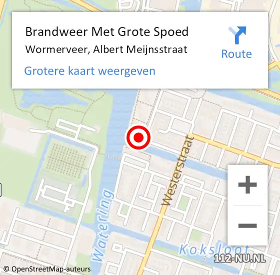 Locatie op kaart van de 112 melding: Brandweer Met Grote Spoed Naar Wormerveer, Albert Meijnsstraat op 27 oktober 2021 16:17