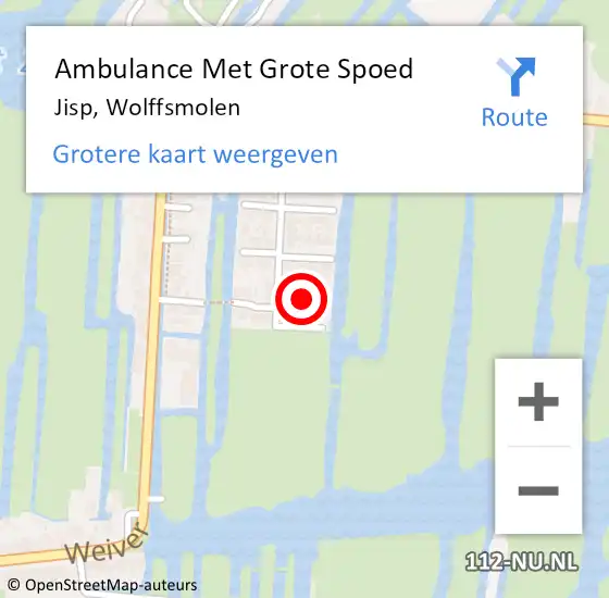 Locatie op kaart van de 112 melding: Ambulance Met Grote Spoed Naar Jisp, Wolffsmolen op 27 oktober 2021 16:17