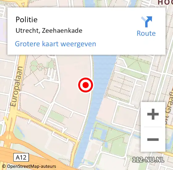 Locatie op kaart van de 112 melding: Politie Utrecht, Zeehaenkade op 27 oktober 2021 16:31