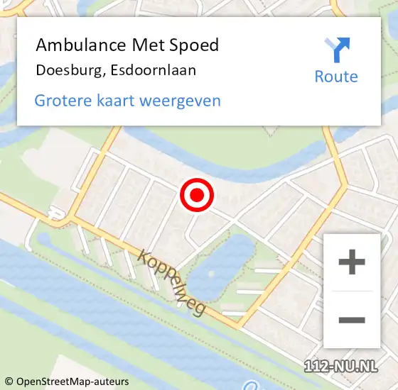 Locatie op kaart van de 112 melding: Ambulance Met Spoed Naar Doesburg, Esdoornlaan op 27 oktober 2021 16:49