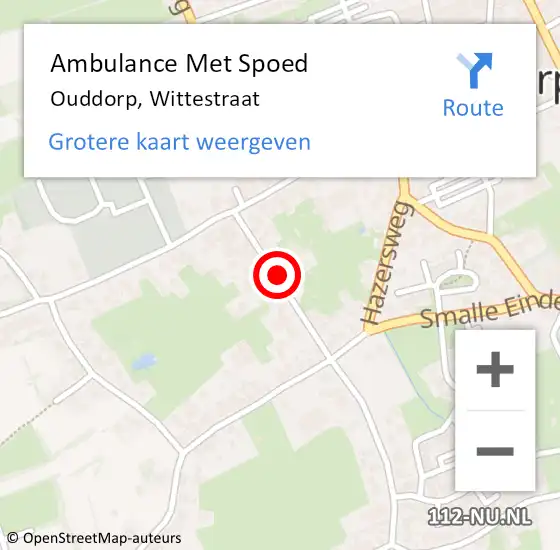 Locatie op kaart van de 112 melding: Ambulance Met Spoed Naar Ouddorp, Wittestraat op 27 oktober 2021 16:57